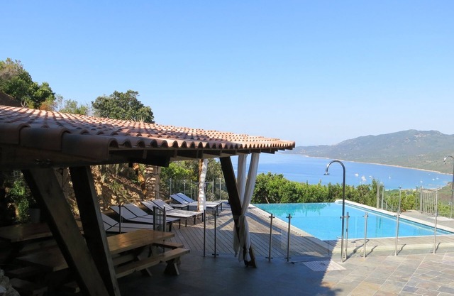 Part of villa pool pool house sea view South Corsica