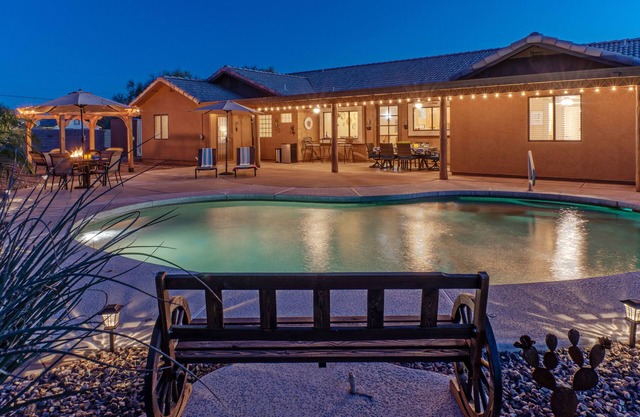 PEACEFUL: One Story, 1 Acre Lot, Htd POOL, Fire Pit, Corn Hole, 2 Bikes, TVs All BRs, RV Parking,