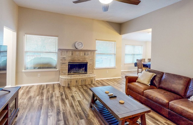 Pleasant home near lake with furnished, inviting deck & firepit - dog-friendly