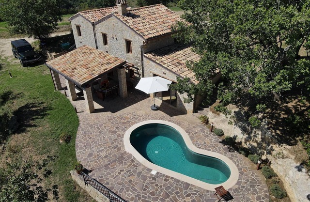 Rustic stone house with a modern touch