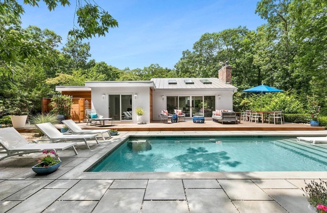 Summer oasis with heated pool in Northwest Harbor, East Hampton.