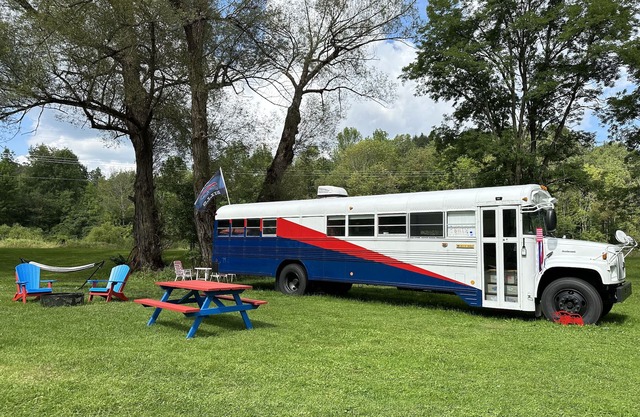 Tailgating Bus on Ischua Creek @ Campground Adventures