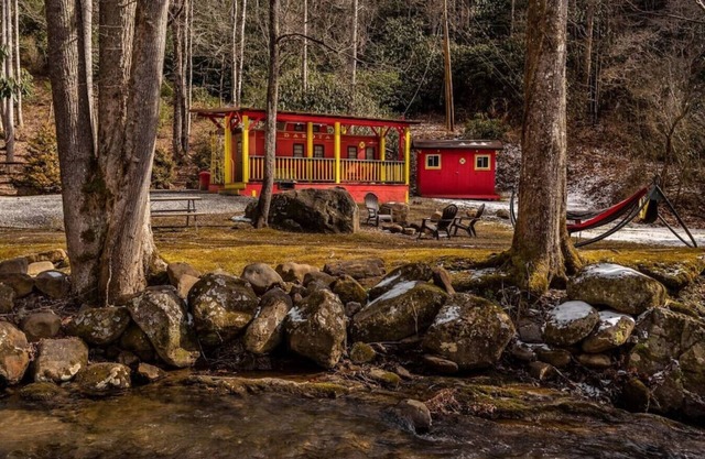 The Lil' Red Caboose on the creek!