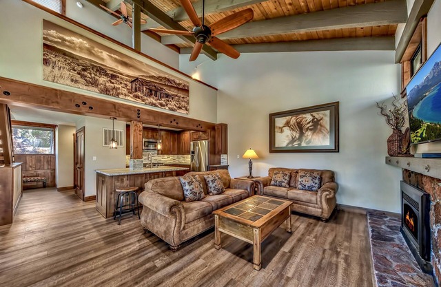 Updated Rustic Retreat Steps to Beach with Lake and Mountain Views, 4BR + Loft