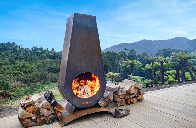 Viking Hut Odin Set Amid Rainforest w/Hot tub