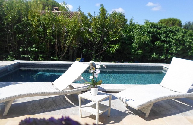 VILLA LES GRANGES- SWIMMING POOL surrounded by a green park overlooking the mountains