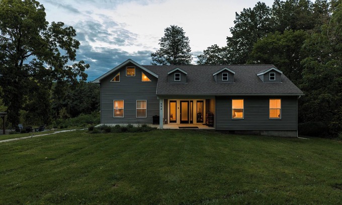 Columbiaville House | 3BR Creekside Retreat with Hot Tub, Firepit & 10min to Hudson