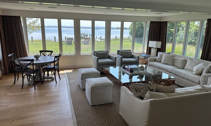 Suffolk County House | 5-bedroom home on water with dock, office, bunk room in lovely Shelter Island!