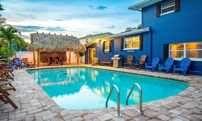 Cocoa Isles House | 5BR Beach House: Heated Pool, Hot Tub & Tiki Bar