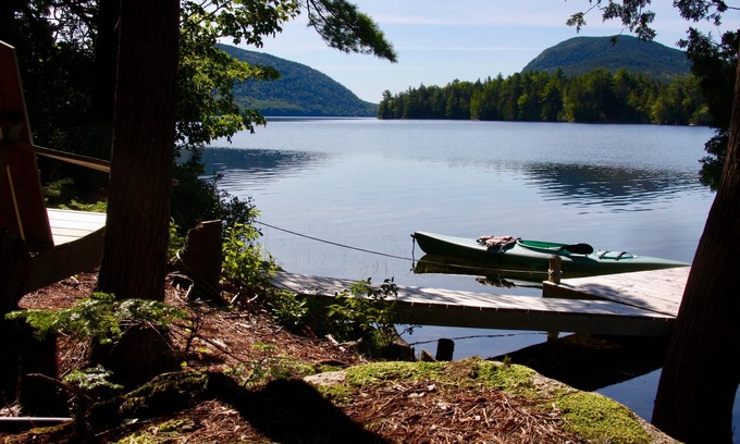 Mount Desert Cottage | Acadia Long Pond Waterfront 75 ft to Dock Modern Cottage Sleeps 5