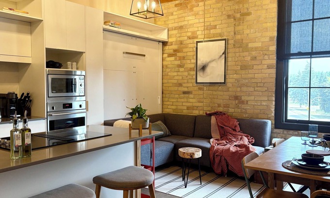 Stratford Apartment | An apartment with full kitchen at the historic Bradshaw Lofts, Stratford