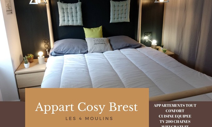 Rive Droite Apartment | Appart Cosy Brest Les 4 Moulins