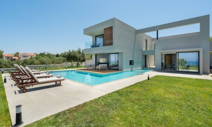 Pyrgos Psilonerou Villa | Avra Villa, Pirgos-Villas, Heated Pool, Wonderful Sea View