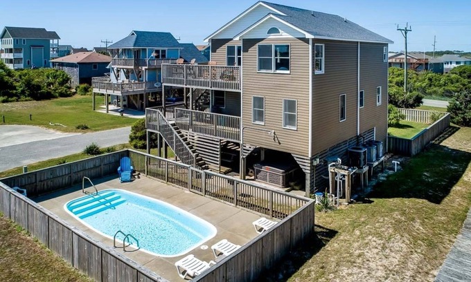 South Nags Head House | Beachcomber's Paradise | 295 ft from the beach | Dog Friendly, Private Pool, Hot Tub | Nags Head
