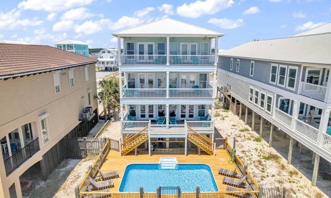 Gulf Shores House | Beachfront 14br house - Private Pool - 6 Master Suites - Sleeps 38 - Bella Sol 1