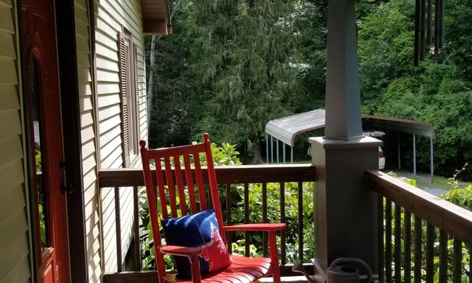 Brevard House | Beautiful Cottage with Creek, Large Grassy Yard, Easy Walk to Downtown & Parks