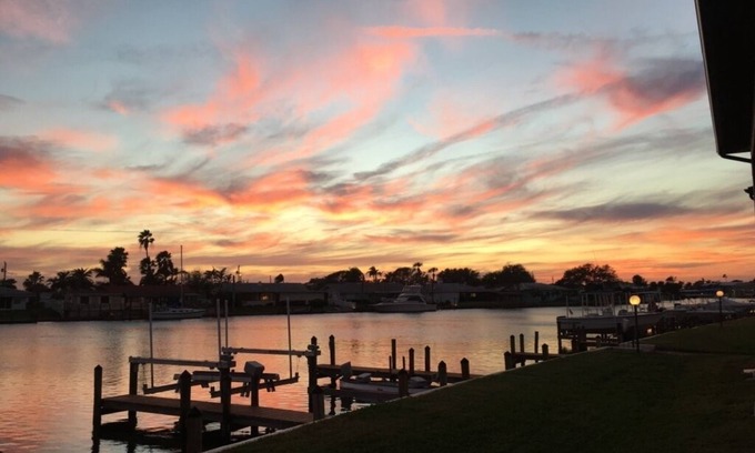 Cocoa Isles Condo | Beautiful sunsets from this ground floor Waterfront Condo - 3 month minimum