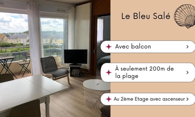 Courseulles-sur-Mer Apartment | Bleu Salé - F2 Courseulles avec balcon