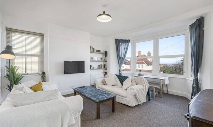 Minehead Apartment | Bright Apartment w/Parking & Distant Sea Views