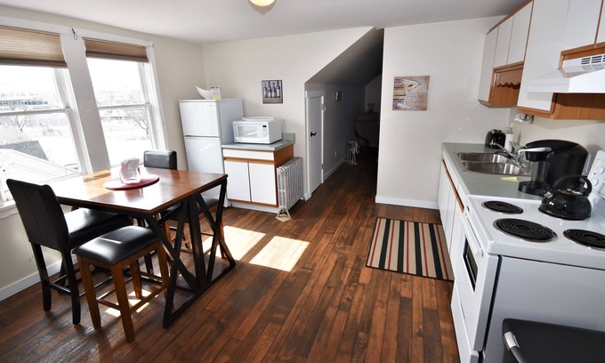 Vernon Apartment | Bright One Bedroom Suite Has Peaked Ceilings with Tons of Character