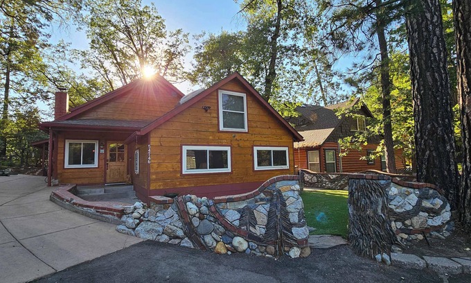 Bass Lake Cabin | Cabin in The Pines | Large Outdoor Patio | Firepit