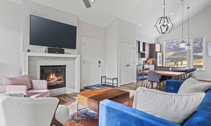 Three Sisters Mountain Village Condo | Canmore: 3BR Condo in Stewart Creek with Garage