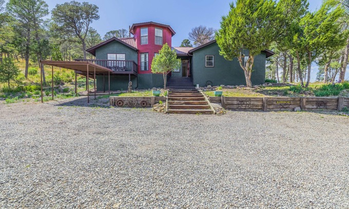 Ruidoso Cabin | Castle House | Wooded Views, Piano, Fenced Yard, & Pet-Friendly