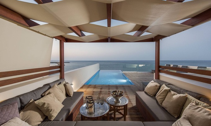 Kolymbari Villa | CELESTINE, beach front villa with roof top pool and spectacular views.