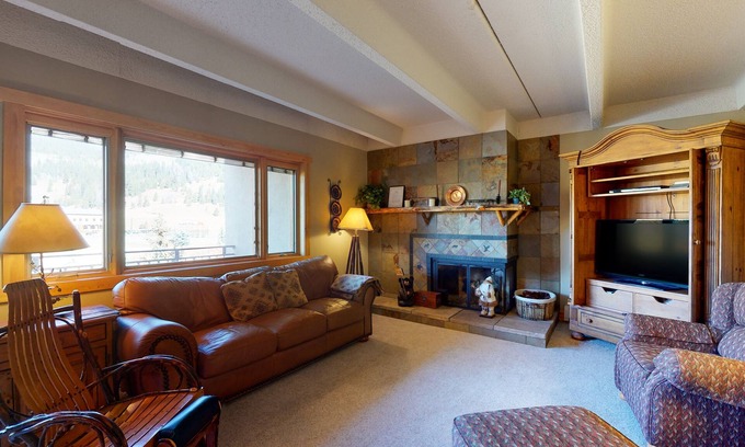 East Village at Copper Condo | Charming mountain condo w/Vail Pass views, gas fireplace, deck, & shared hot tub
