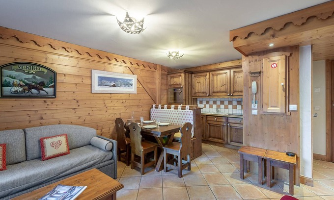 Meribel Village Apartment | Cozy apartment near slopes with pool and spa access