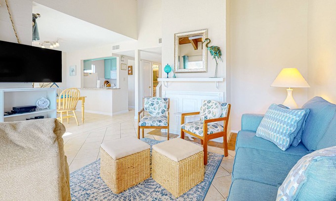 Sailhouse Condo | Dog-friendly, 2-level condo with deck, fast WiFi, pool, tennis & fishing pier