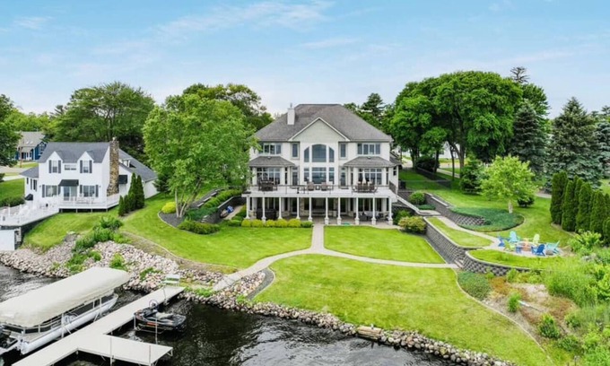 Chetek House | Downtown Lakefront Home on Lake Chetek w/hot tub & pontoon & jet ski rental