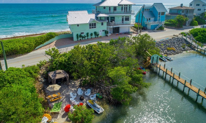 Stuart House | Eden Beach! Ocean-to-River Fla Beach House. ON THE BEACH! Dock, hot tub, & more