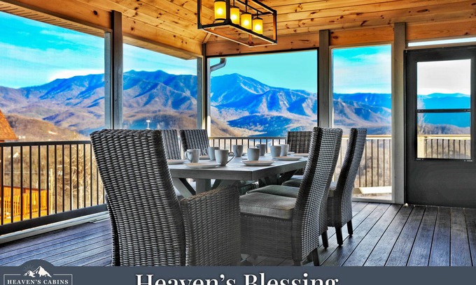 Chalet Village North Cabin | EXTRAORDINARY Luxury View Cabin! Game Room! Theater! Porch w/Fireplace! Hot tub