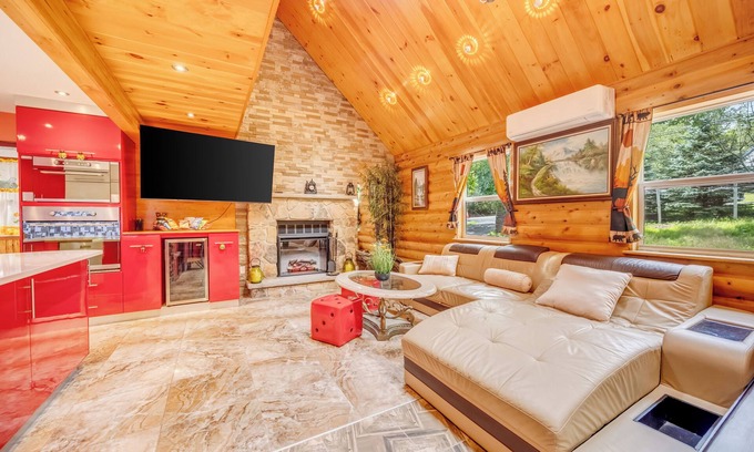 Long Pond House | FALL DEAL! 3rd night FREE! Hot Tub, Firepit, Sauna, Game Room, Fireplace, BBQ