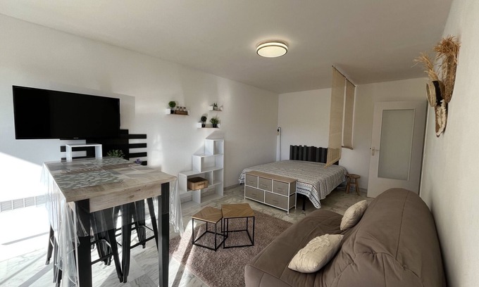 Frejus Plage Apartment | Fréjus Plage, studio 30m2, 4 people, air-conditioned, high-speed wifi, private parking, balcony