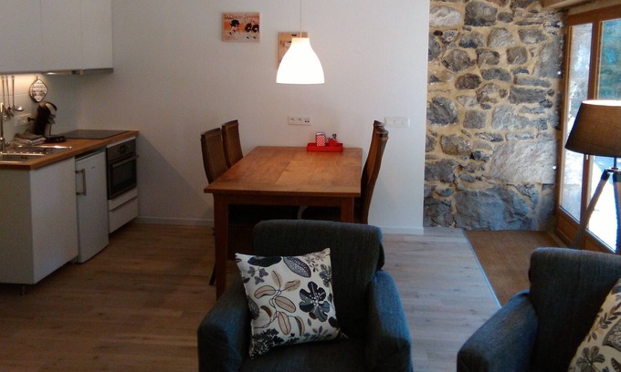 Murol Apartment | Gite MUROL - Atelier de Charpentier - castle view - nice garden