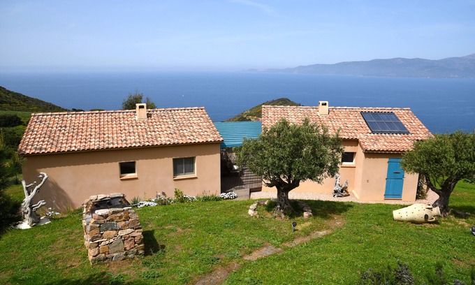 Calcatoggio Cottage | Gîte Pettirossu certified ecological and 3 ears, panoramic sea and mountain views