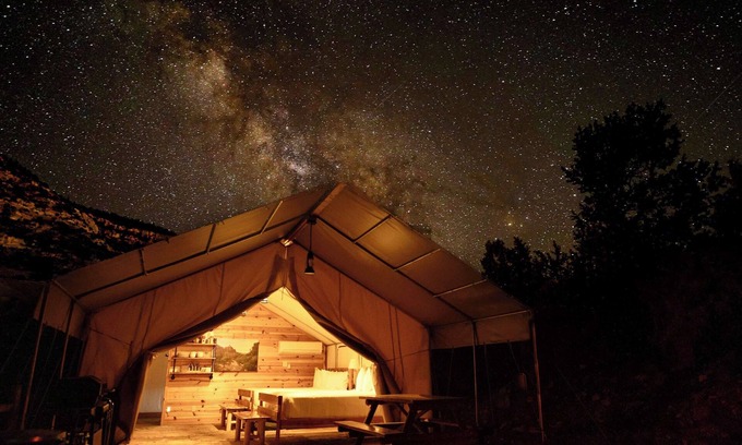 Orderville RV Rental | Glamping Tent 10 Near Zion & Bryce w/Private Bath