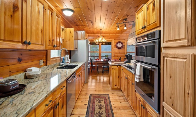 Whittier Cabin | Gorgeous Cabin with stunning Views, Hot Tub, Game Room, and Stone Fireplace!