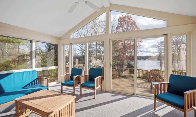Barnstead House | Halfmoon Lake 4BR Home w Game Room, Deck, Dock!