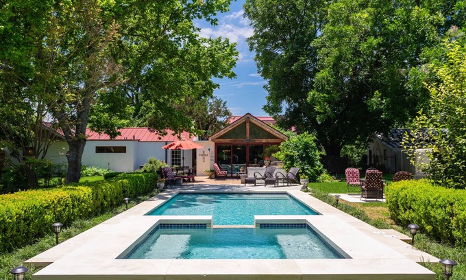 Fredericksburg House | Historic Luxe Estate - Heated Pool, Hot Tub, Fire Pit & Pool Table for up to 13