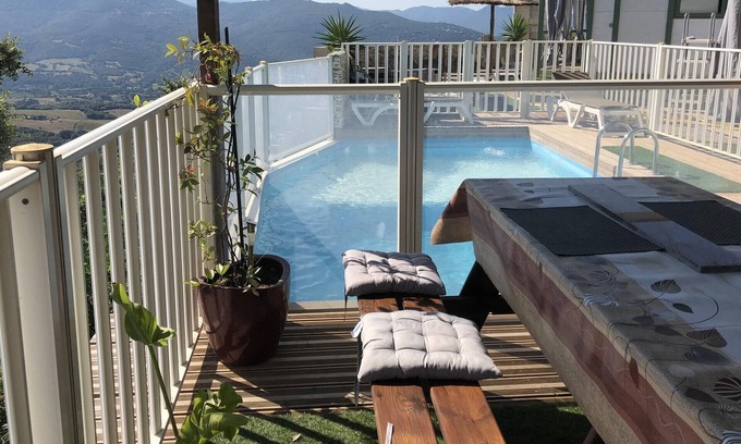 Olmeto Ski Chalet | Homerez - Chalet for 4 ppl. with swimming-pool, terrace and balcony at Olmeto