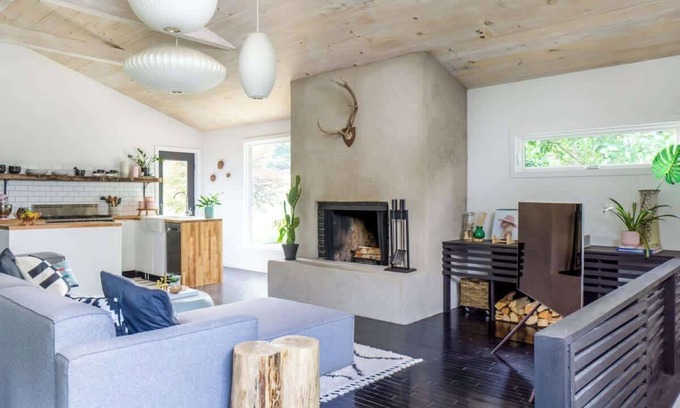 Kerhonkson House | Hudson Valley Black Barn: Fireplace, Firepit & Views