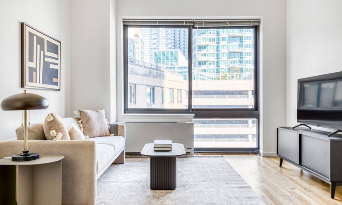 Hunters Point Apartment | Ideal LIC 1BR w/W/D, Elevator & Doorman, near East River, by Blueground