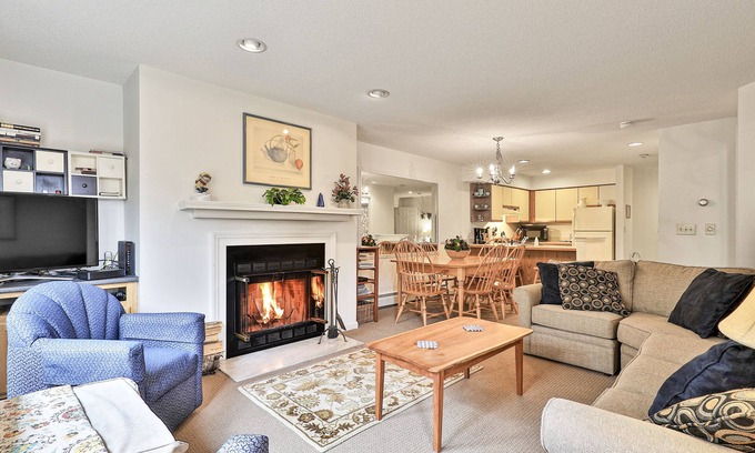 Ludlow Condo | Inviting condo with a fireplace, hot tubs, pool, tennis & washer/dryer