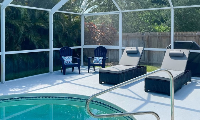 Sebastian Highlands House | Inviting home with yard, private pool, full kitchen, central AC, & W/D