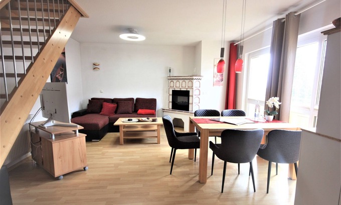 Koserow Apartment | Krusenstern - * 400m sand beach * southwest Ter/Blk Year 08 E-fireplace.