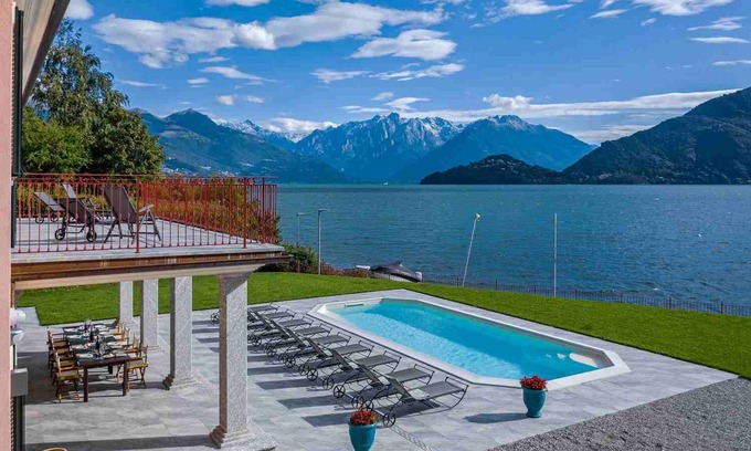 Grandola ed Uniti Villa | Lake Como lake front Villa rental for 28 people with pool, AC, Wi-Fi, walk to town