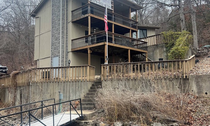Camdenton Cabin | Lakefront Escape at Lake of the Ozarks with Private Dock and Ski/Pontoon Rentals